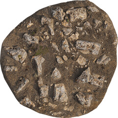 Rocky Ground Terrain Texture Isolated on White Background – Top View Photogrammetry Scan