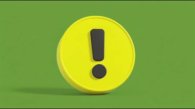 alert icon 3d render yellow circle button