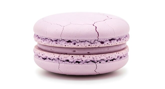 Three purple macaron macarons on white background stock foto stockfooto.