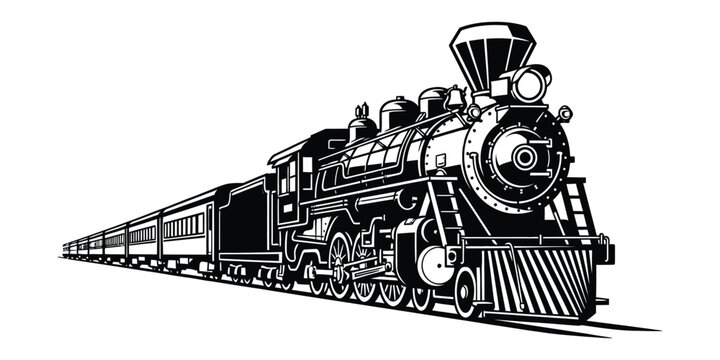 Vintage steam locomotive train illustration