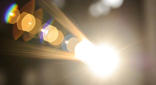 Blurry image of bright light and reflective surfaces