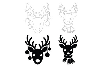 Naklejka premium Christmas Reindeer Icons: Festive Silhouettes