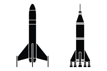 Fototapeta premium Silhouettes of rockets, ready for space exploration and launch