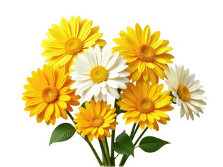 Naklejka premium A decorative vase filled with fresh yellow and white flowers