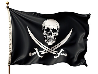 A pirate flag with a skull and crossed swords, perfect for nautical or treasure hunting themes