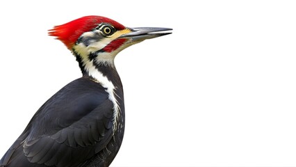 A vibrant woodpecker with a red crest on transparent background