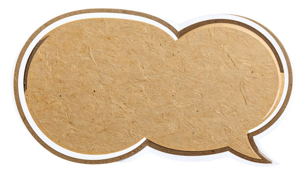 A textured, brown, speech bubble with a double border, isolated on black