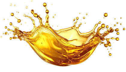 Fototapeta premium A vibrant splash of golden liquid, dynamically shaped with droplets and a reflective surface