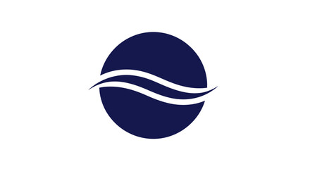 Fototapeta premium Navy Blue Circle Logo with White Waves.