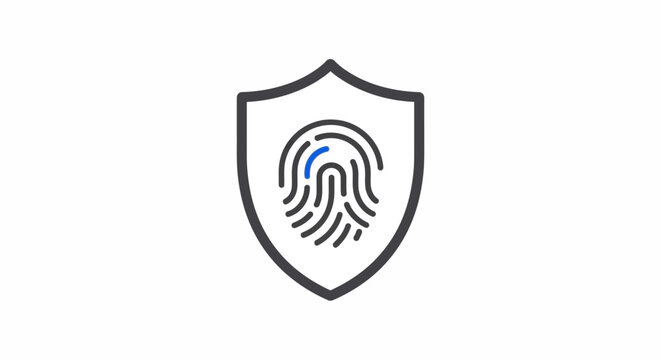 Shield with fingerprint security symbol.