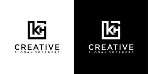 KH or HK initial letter logo design vector