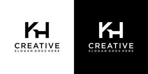 KH or HK initial letter logo design vector