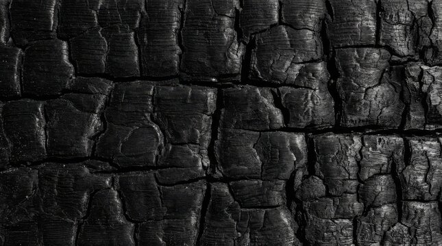 Black Charred Wood Texture with Cracks. Represents resilience, modern architecture, fire