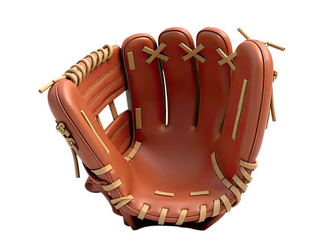 A worn-out baseball glove holding a baseball tight, perfect for photography or illustration