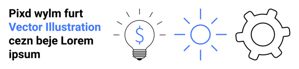 Business, innovation, creativity, technology, productivity, financial strategy. Light bulb with dollar symbol, gear and glowing sun. Business innovation and creativity concept © robu_s