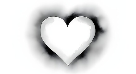 Fototapeta premium Abstract black and white heart with smoky effect on white background