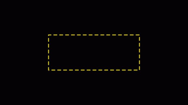 Dotted line rectangle frame animation on transparent background. Animation of a dotted line path from left to right point. border frame dotted line animation isolated ,4 k animation with alpha chanel
