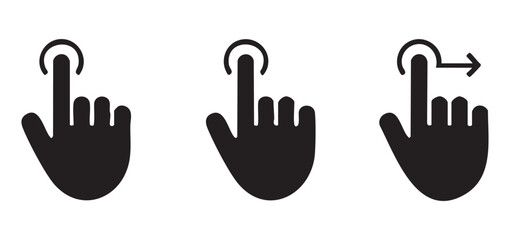 Obraz premium Black and white icons of hand gestures for touch screen interaction