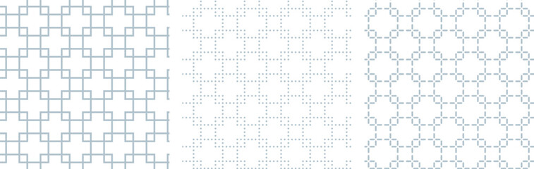 正方形のフレームが連続して重なる線のパターン違いの素材セット