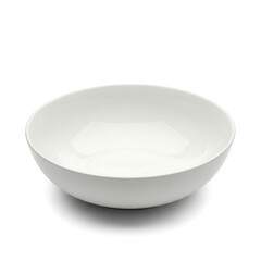 A white ceramic bowl on a white background, ready for food presentation
