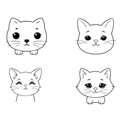 Obraz premium Four diverse cat faces including detailed and minimalist designs on black.