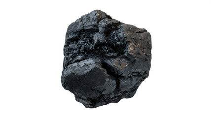 Obraz premium Single lump of black coal a fossil fuel resource isolated on a white background for energy and industry concepts.