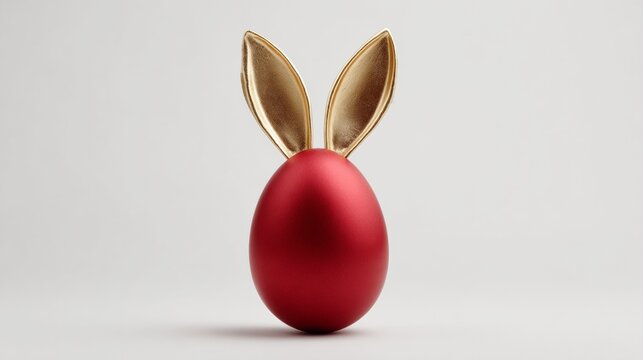 red egg with gold rabbit ears 