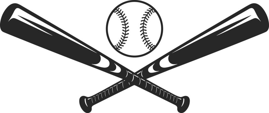 Crossed Baseball Bats and Baseball Icon baseball ball