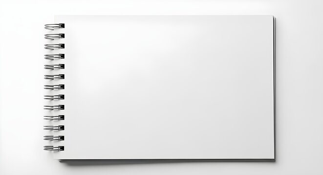 A blank spiral bound notebook on a white background