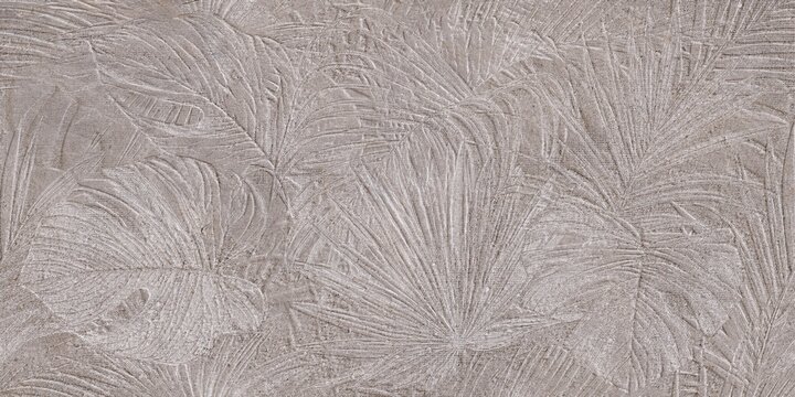 Flowers on the old white wall background, digital wall tiles or wallpaper design	