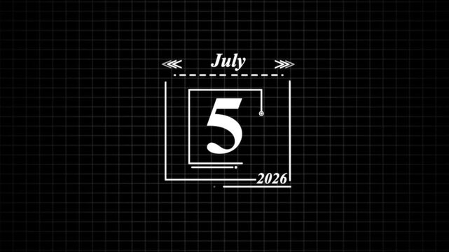 July 5th 2026 Calendar Date Display . Highlighting date Very important date on the calendar.