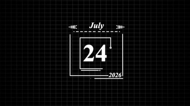 July 24th date display with grid background calendar. Highlighting date Very important date on the calendar.