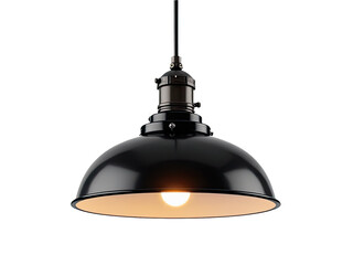 A single, modern pendant light fixture hangs from a ceiling
