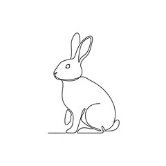Obraz premium Minimalist one-line drawing of a rabbit sitting, perfect for design and art projects.