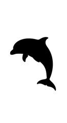 Naklejka premium Black silhouette of a dolphin jumping.