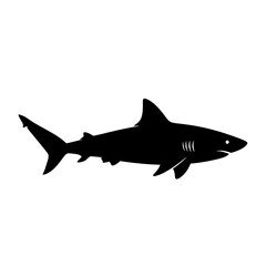 Obraz premium Black silhouette of a shark swimming.