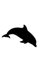 Obraz premium Black silhouette of a dolphin jumping.