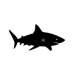 Obraz premium Black silhouette of a shark swimming.