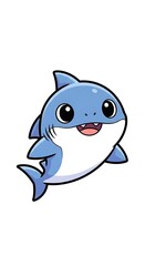 Obraz premium Cute cartoon shark smiling happily alone.