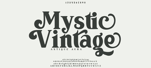 Mystic premium luxury elegant alphabet letters and numbers. Vintage wedding typography classic serif font decorative vintage retro. creative vector illustration © DesignerST
