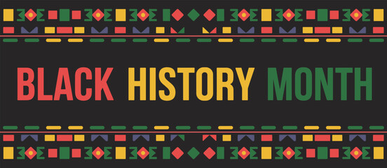 Black History Month Text with Geometric Borders on Dark Background lettering typography © Emon