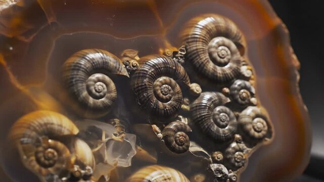 Turritella Agate with Fossilized Shells Macro View