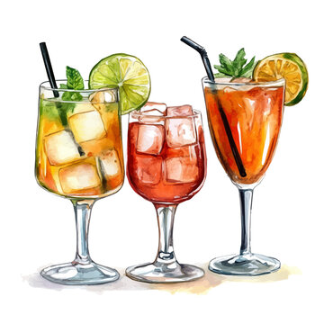 watercolor of Other Specialty Drinks draw graphic, isolated on a white background.