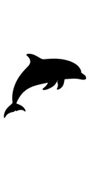Obraz premium Black silhouette of a dolphin jumping.