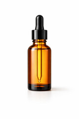 Amber Glass Dropper Bottle Mockup Isolated on White Background