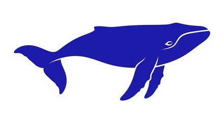 Obraz premium Blue whale silhouette ocean animal.