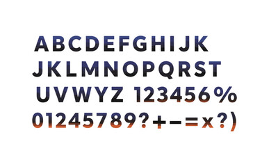 Obraz premium Bold gradient alphabet and numbers typeface design