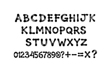 Obraz premium Creative water drop font featuring bold alphabet and numbers
