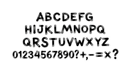 Obraz premium Hand-painted alphabet and numbers with artistic black ink style