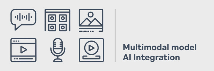 Obraz premium Professional outline icons for AI image and video processing
